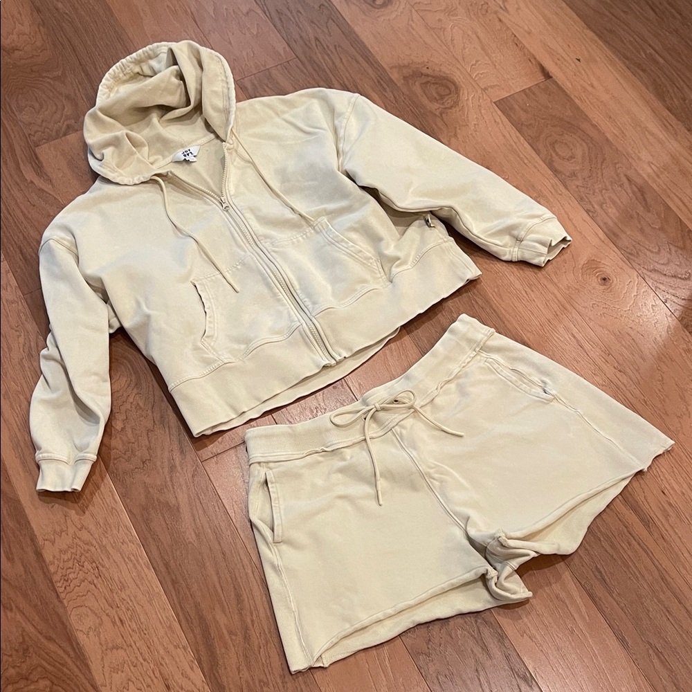 JoyLab Beige Hoodie and Shorts Set